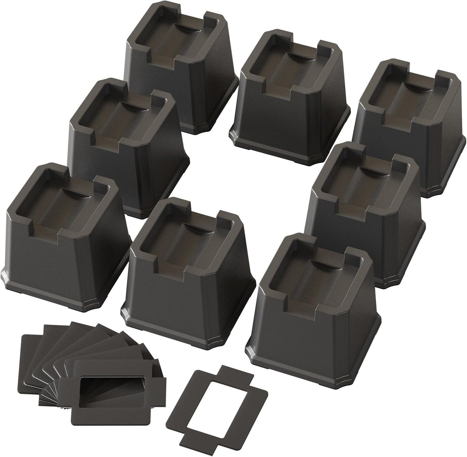 8 Pack Bed Risers 3 Inch, Furniture Risers for Wheels, Black | For Wheels, An...