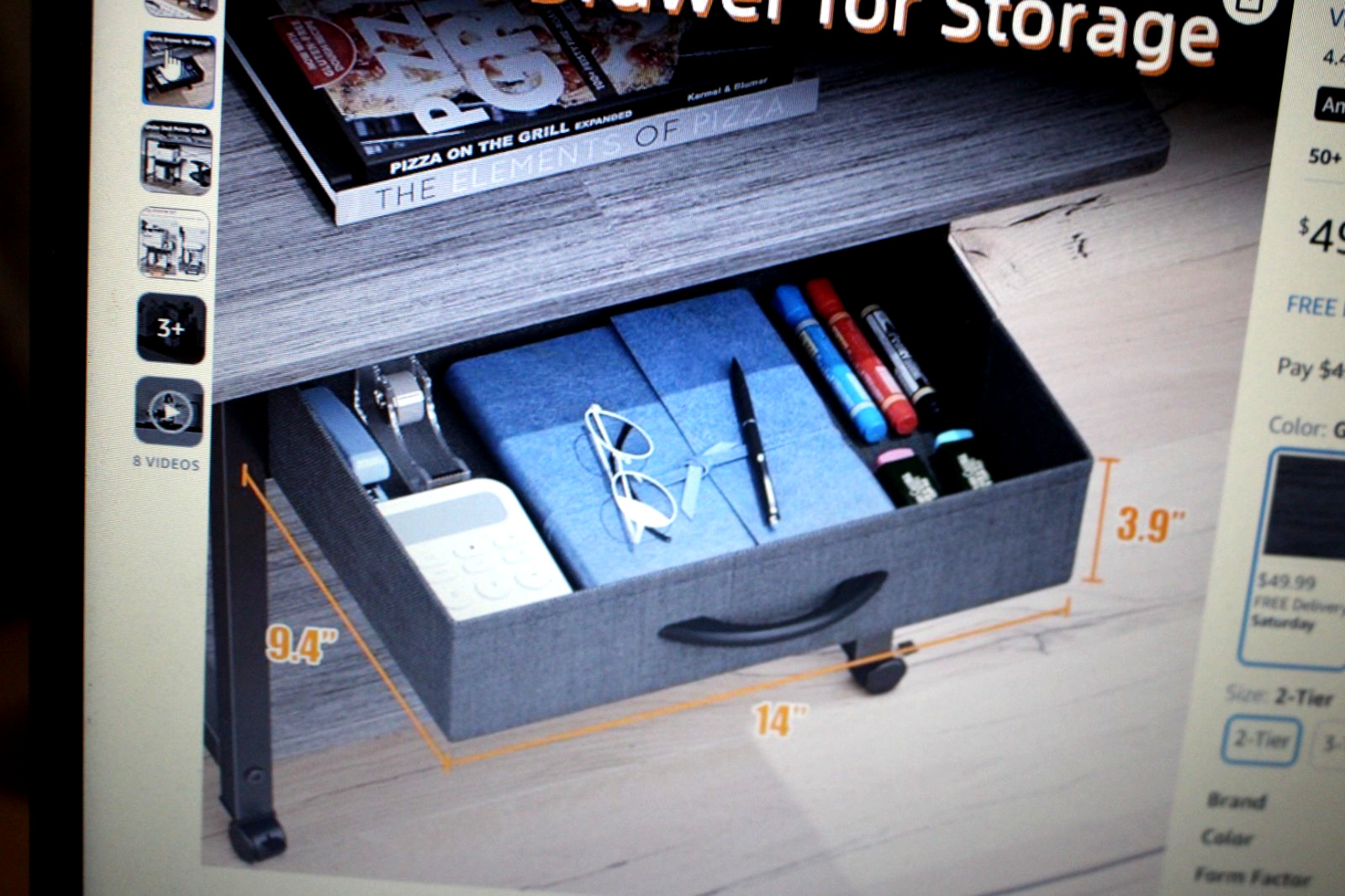 2-PACK PRINTER SCANNER STAND TABLE HPC001-2 GRAY YAOHUOO 22" X 15"