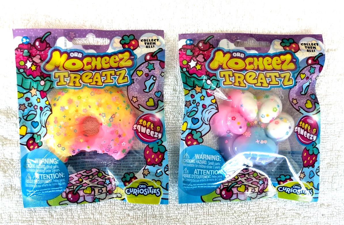 SQUISHY ORB CURIOSITIES MOCHEEZ TREATZ SOFT & SQUEEZY DONUT AND PET PAW LOT OF 2