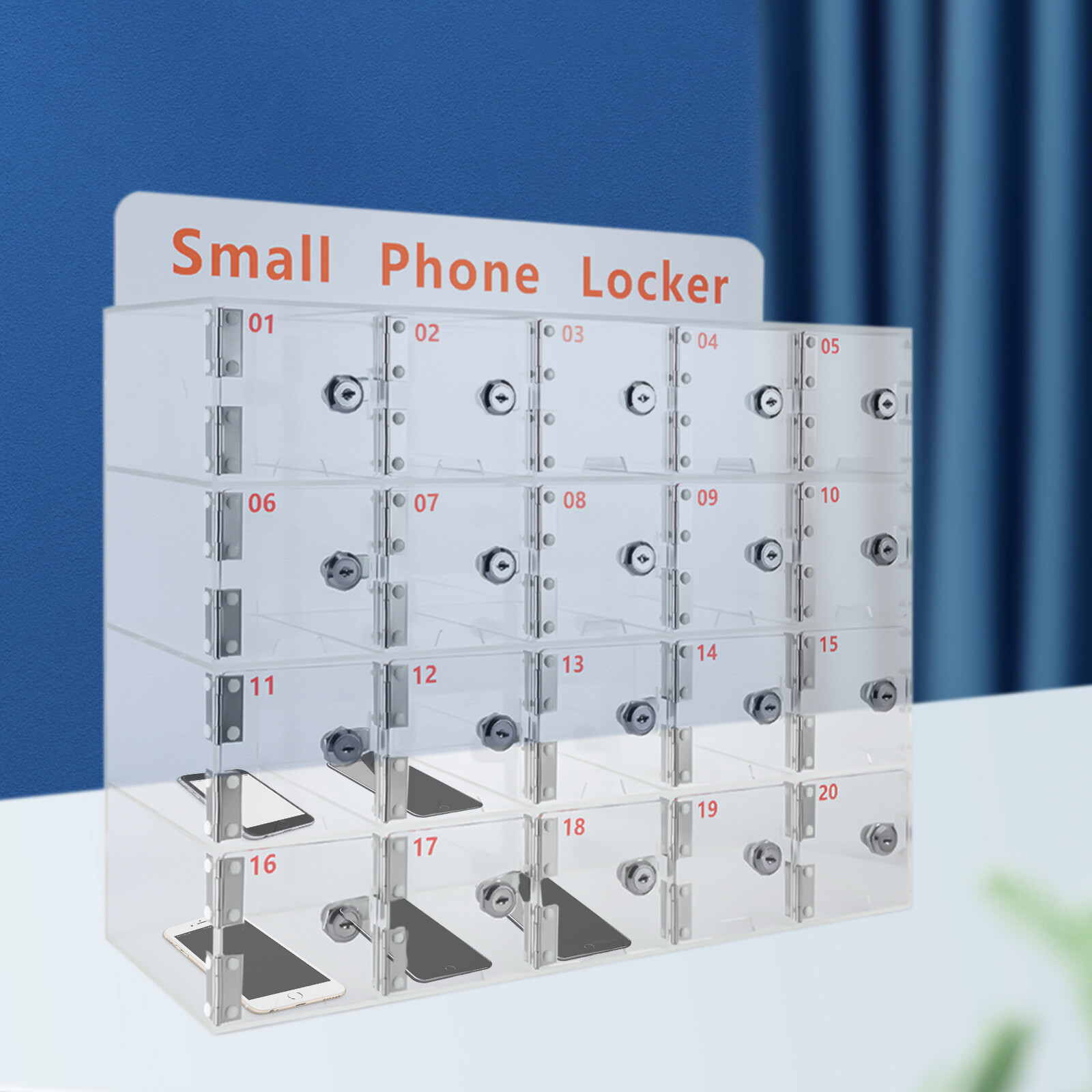 20 Slots Cellphone Locker Cell Phone Storage Box for Employees Classroom Gym
