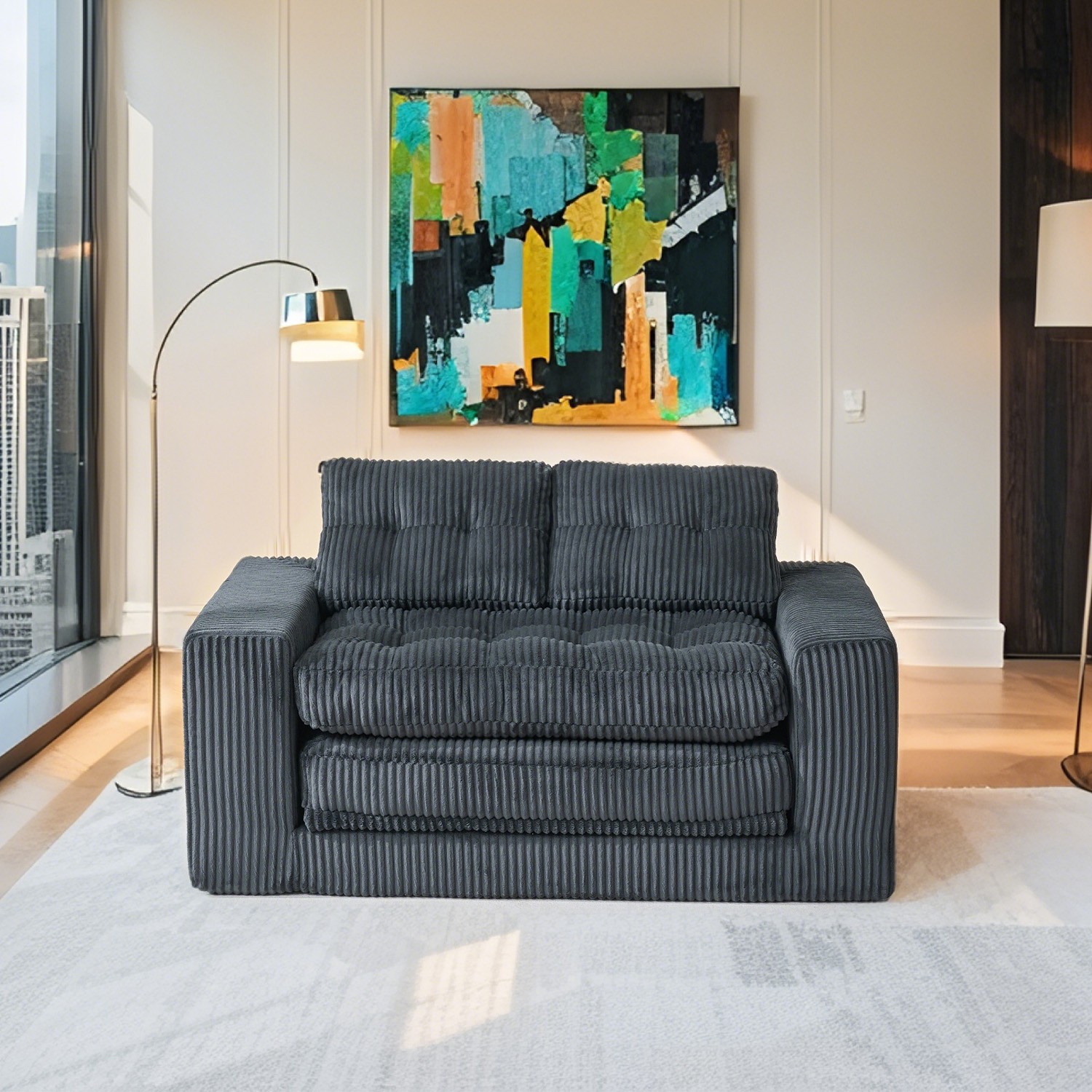 Loveseat Sofa Bed with Memory Foam & Steel Frame - No Assembly, Convertible