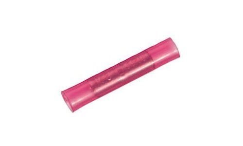 100 Red Nylon Insulated Seamless Butt Splice Connectors Non-Flared Entry 22-1...