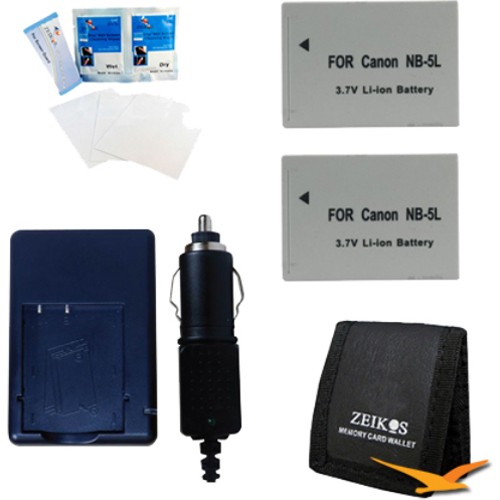 NB-5L 2X Battery Charger Kit Canon PowerShot S100 S110 SX200 SX210 SD990 IS SX23