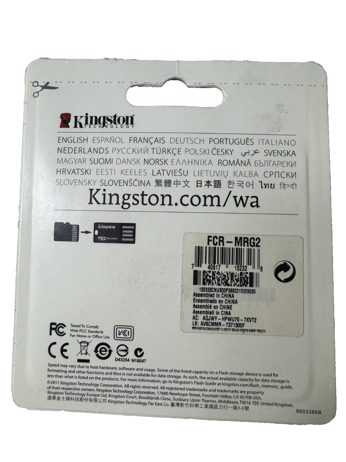 Kinsgton USB Micro SD Card Reader