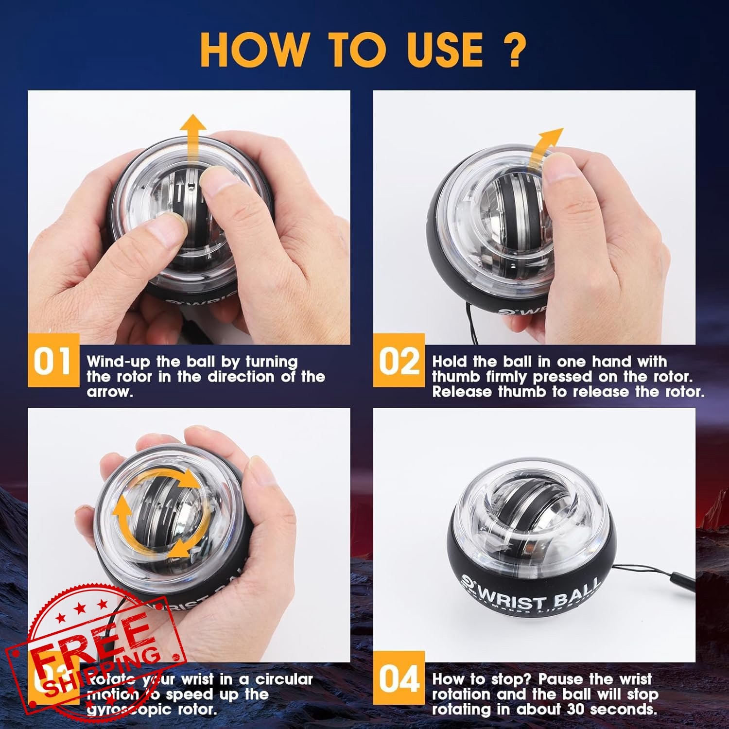 JIN BD Blue Gyro Wrist Forearm Exerciser Power Ball