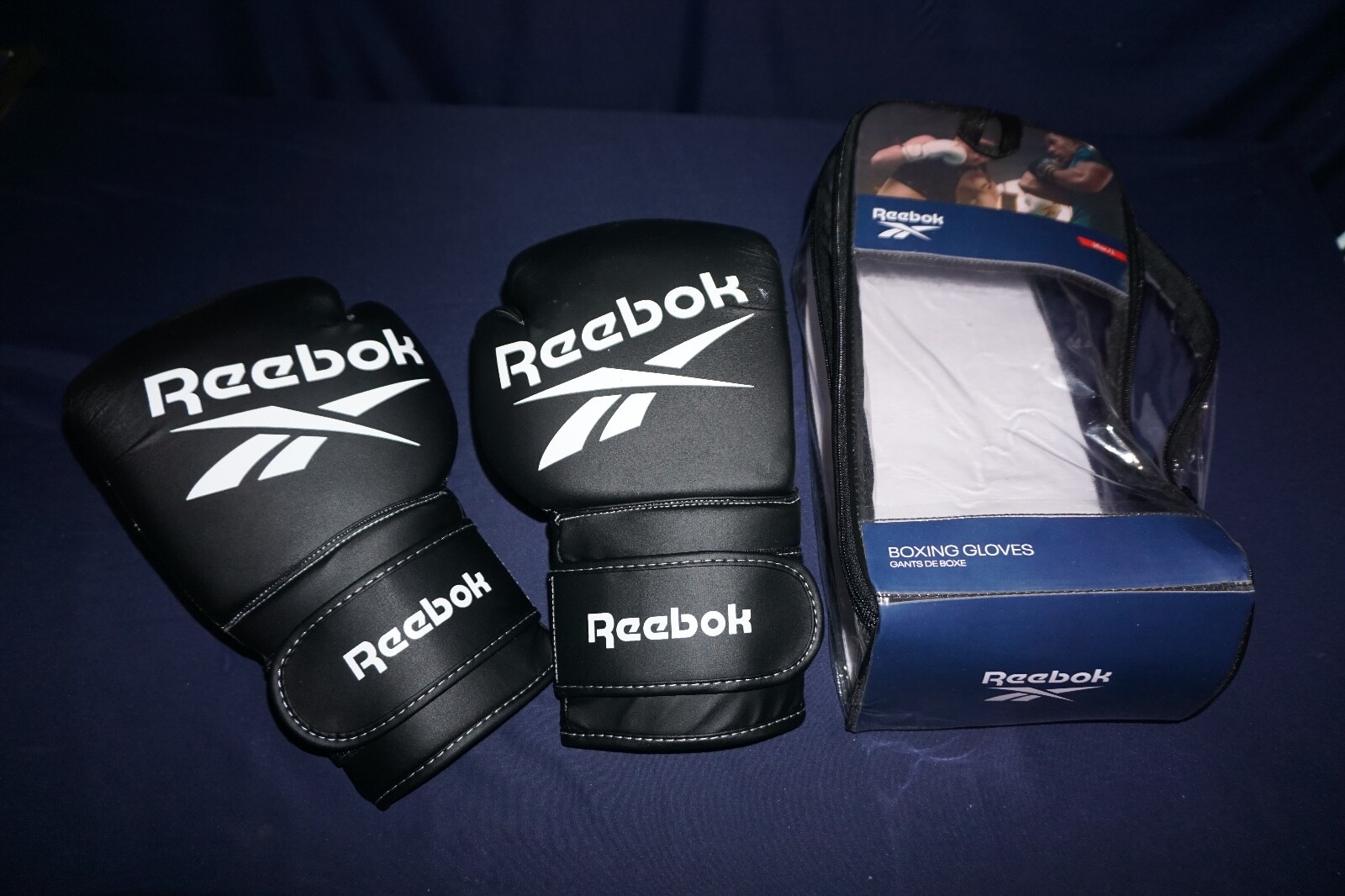 REEBOK BOXING MMA MUAY THAI COMBAT SPARRING 14 OZ LARGE GLOVES BLACK & WHITE