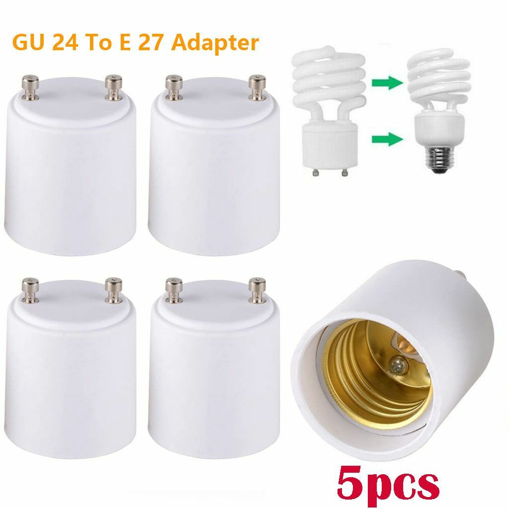 5PCS GU24 To E26/E27 LED Light Bulb Adapter Converter Standard Screw-in Socket