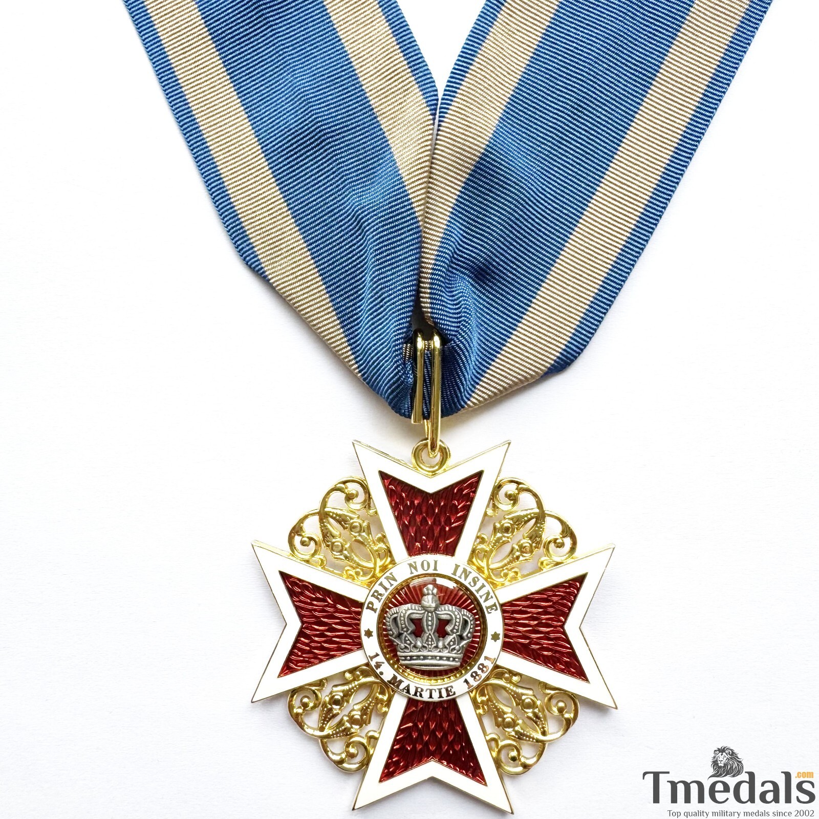 Romania, Order of the Crown of Romania, Commander Class in Gold Neck Ribbon