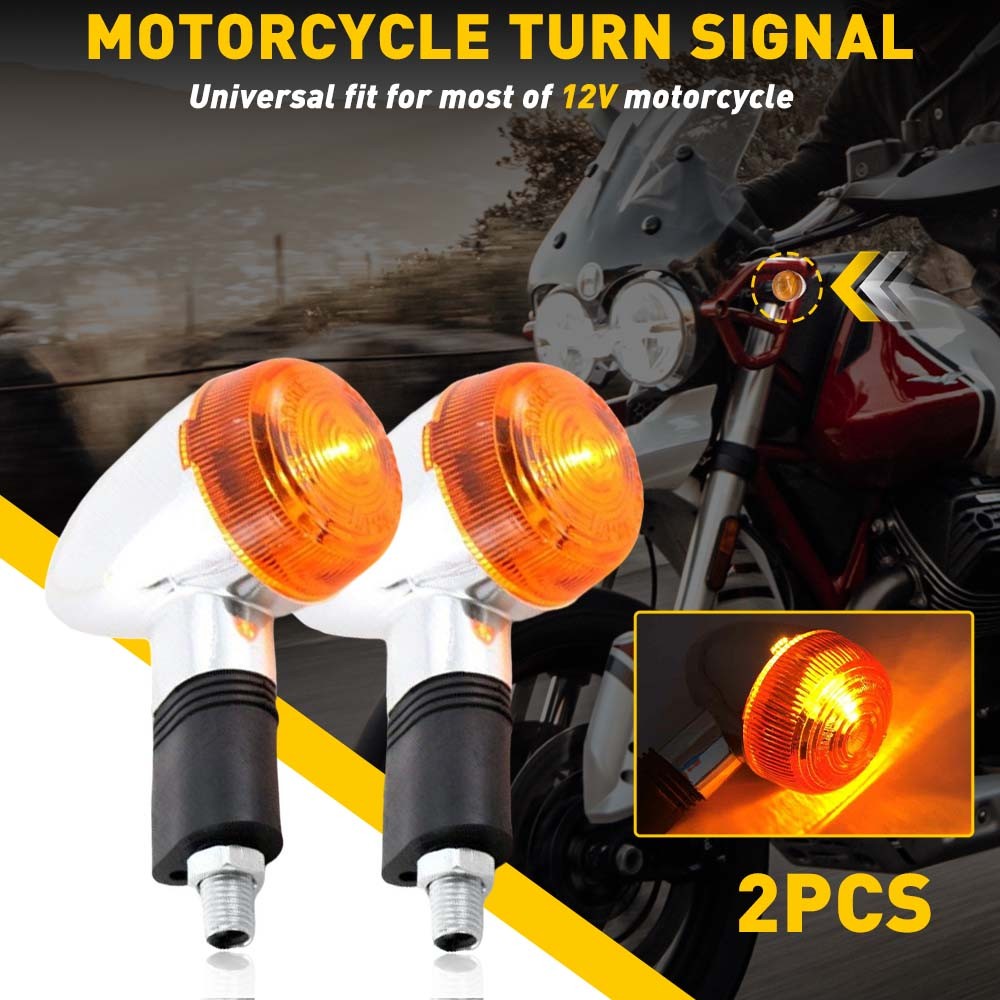 2X Motorcycle Turn Signals Blinker Light Black Amber For Yamaha Kawasaki Honda