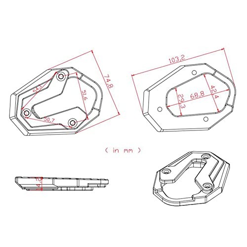 CNC Motorcycle Kickstand Pad Side Stand Enlarge Plate Compatible with Black