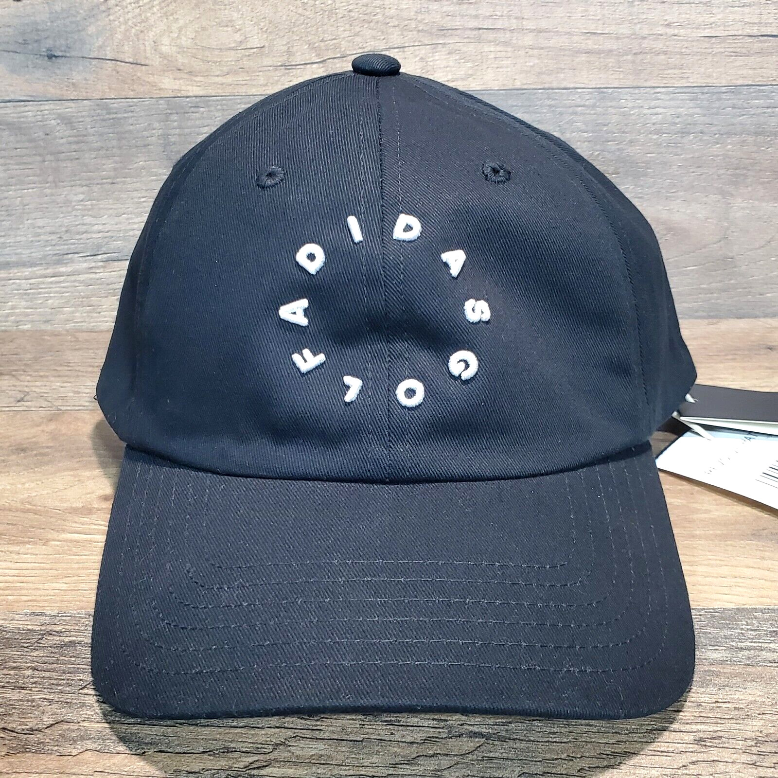 Adidas Revolve 6 panel Strapback Golf Cap Hat Black Adjustable Size NEW