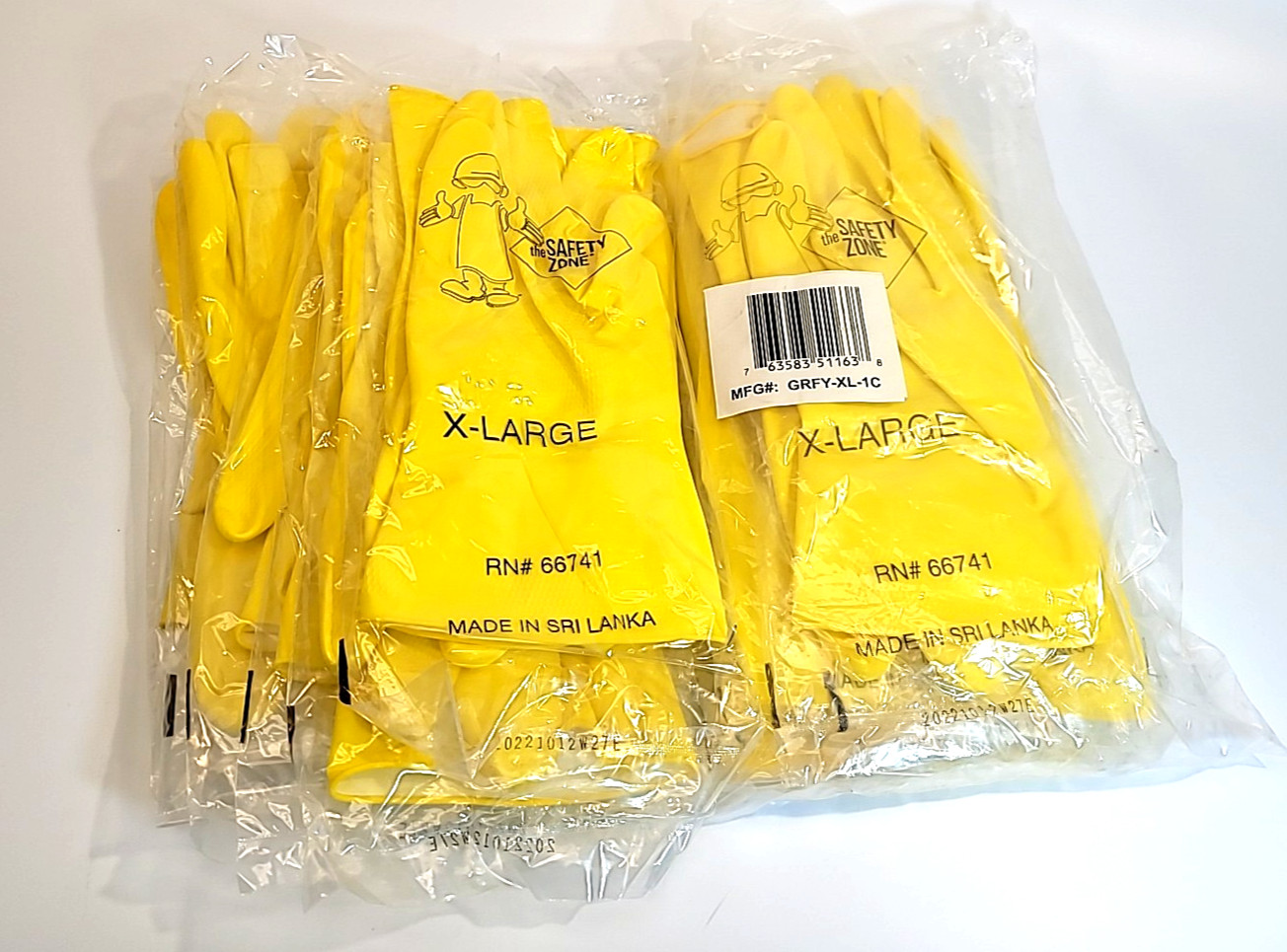 12 NEW Pair ProGuard Yellow Latex Gloves Flock Lined  16 Mil Glove X-Large