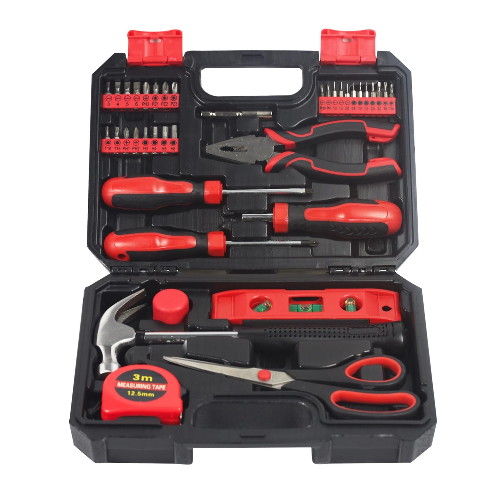 SPICIMOMO Basic Home Red Tool Kit - 38 Pieces Tool Set with Portable Storage