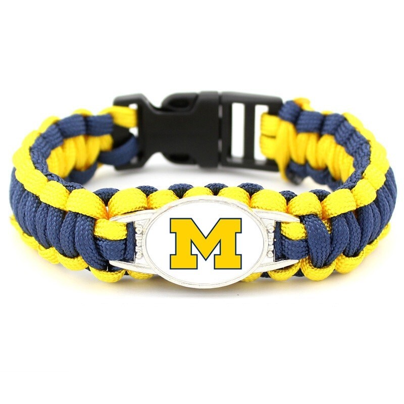 Michigan Wolverines University College Paracord Bracelet Handmade Fan Cheer