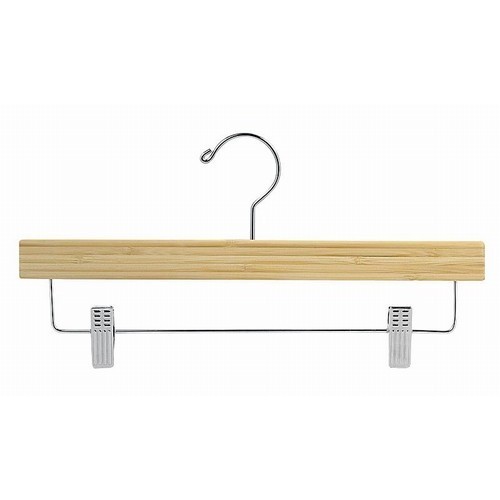 14" Light Bamboo Wooden Pant/Skirt Hanger w/Clips (pack of 25)