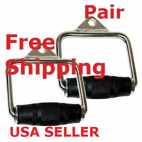 2X Cable Handle Attachments Machine Workout D-Handle Stirrup 1 Pair Rubber Grips