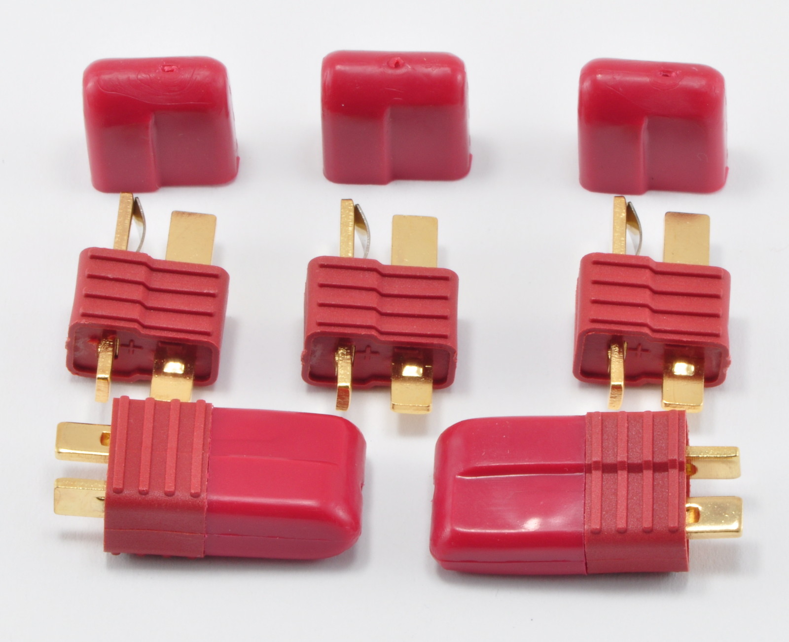 Combo Pack: 5 Pair Male T-Plug Connectors & Rubber Caps
