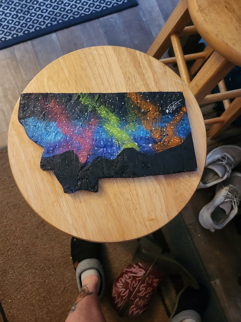 Abstract Aurora Borealis Montana Acrylic Painting - Small, Original, Unframed