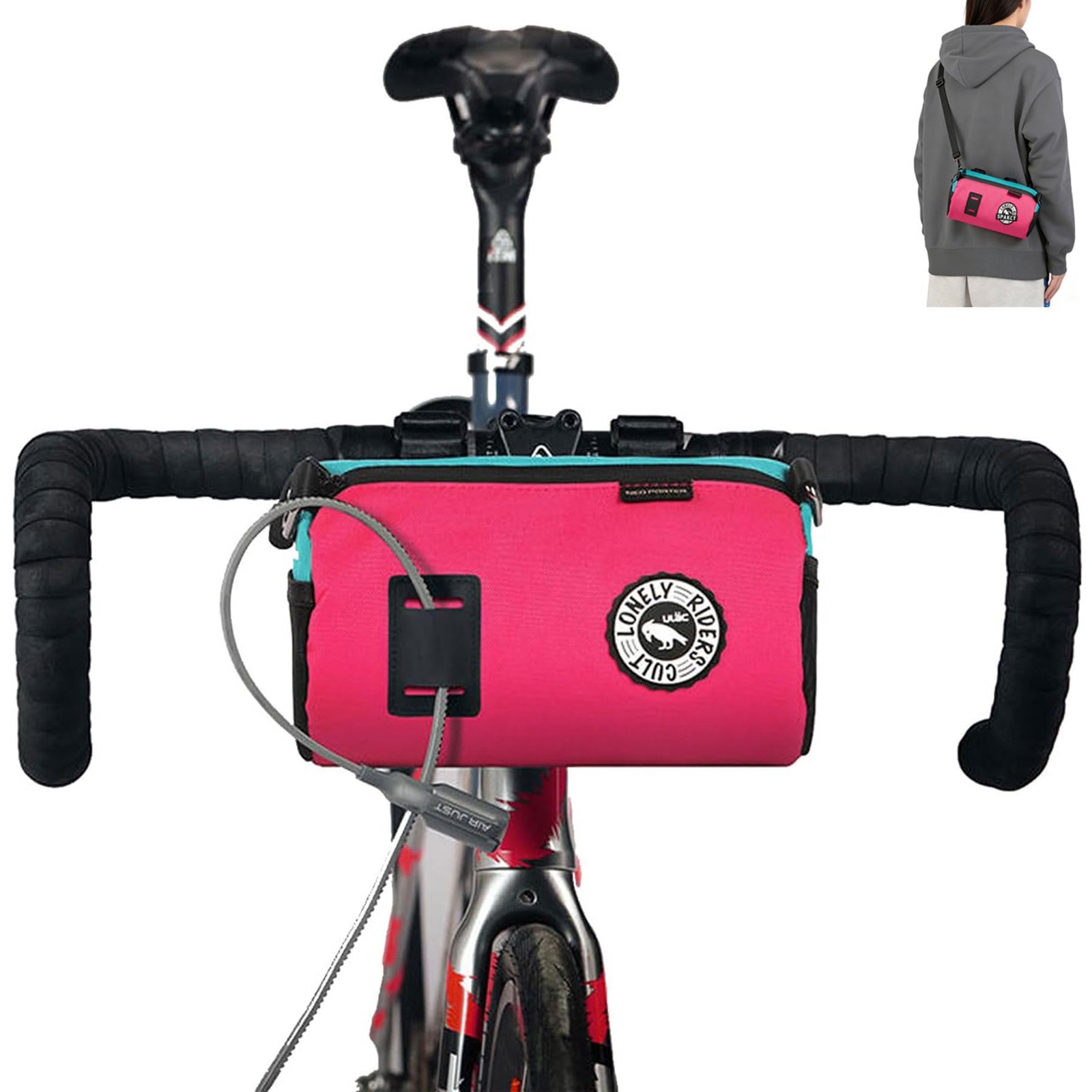 Bike Handlebar Bag Waterproof Bicycle Front Bag with Shoulder Strap, Handleba...