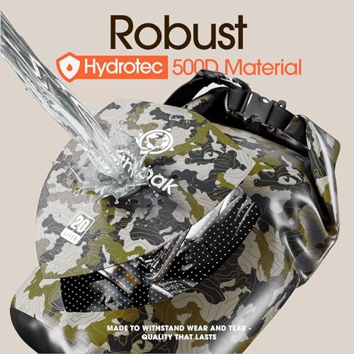 Waterproof Dry Bag - Roll Top Waterproof Backpack Sack Keeps Gear Dry 55L Camo