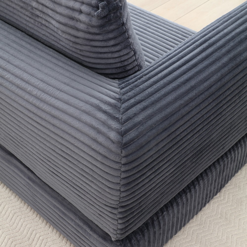 Folding Sofa Bed Sleeper Couch Corduroy Futon w/ 2 Pillows, Grey