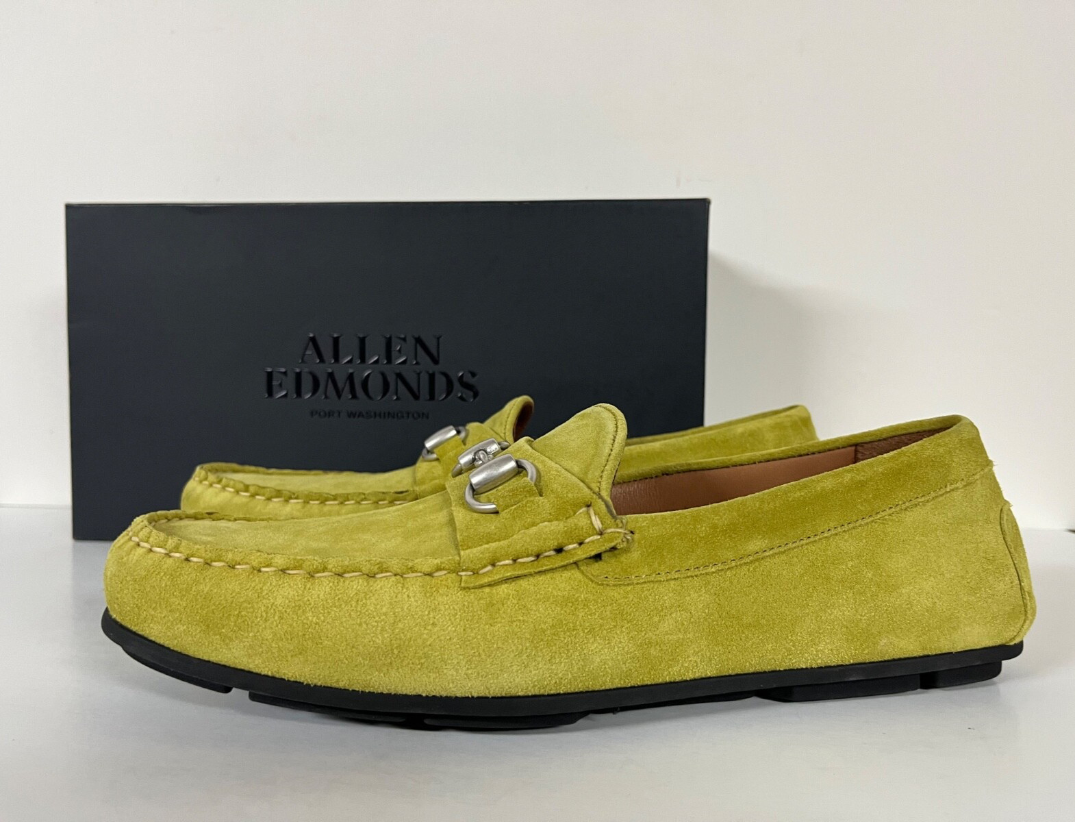 Allen Edmonds Sebastian Bit Driving Loafer $275 Citron Suede Drivers Horsebit