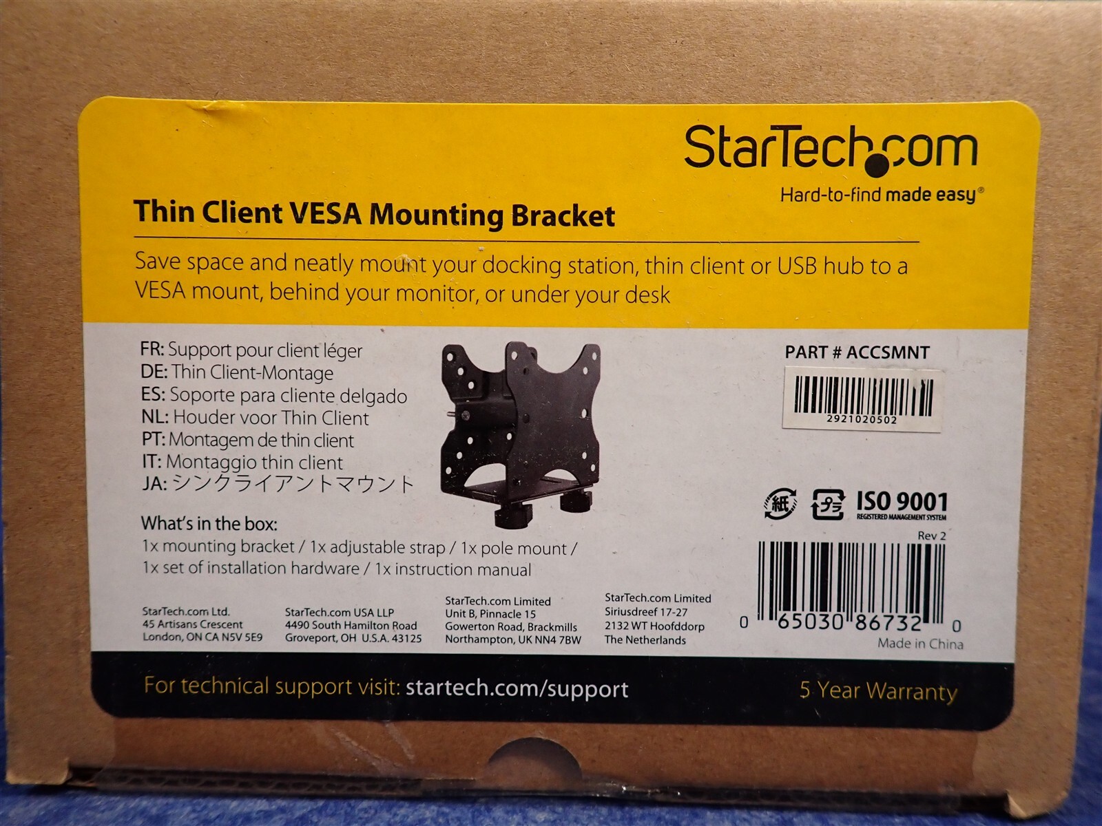 NEW Startech ACCSMNT Thin Client VESA Mounting Bracket (G184)