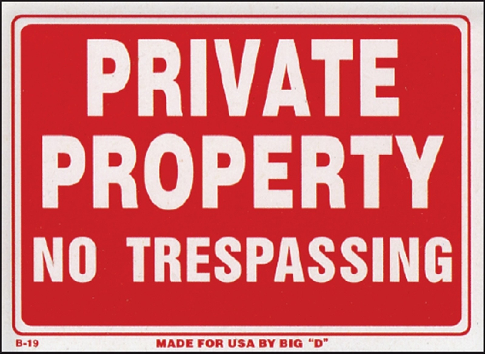 Private Property No Trespassing Sign 9"x12" Red+White Weather Resistant Security