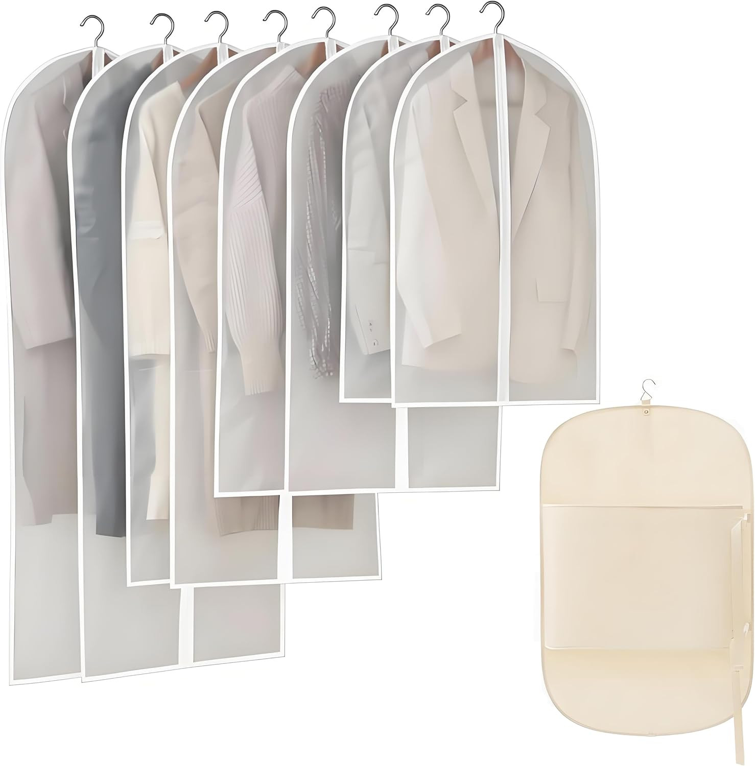 Down jacket, dress, suit Covers,ranslucent White Dust-Proof Clothes Protector...