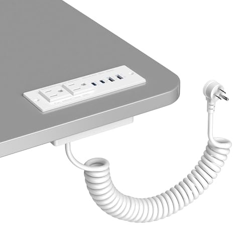Recessed Power Strip USB C 65W Fast Charging Station,in Drawer 10FT White