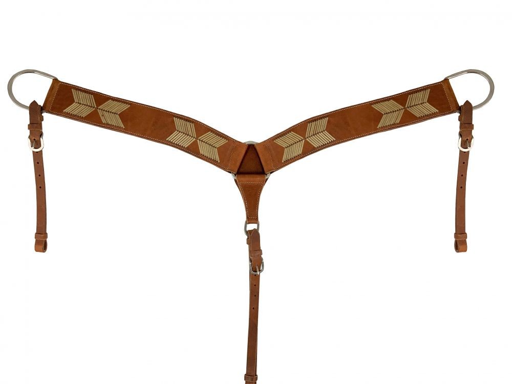 Showman Argentina Cow Leather Breast Collar w/ Rawhide Accents