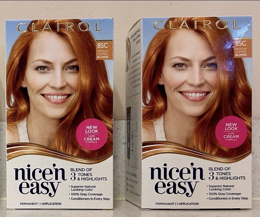 2 Boxes Clairol Nice n Easy 8SC Medium Copper Blonde Permanent Hair Color