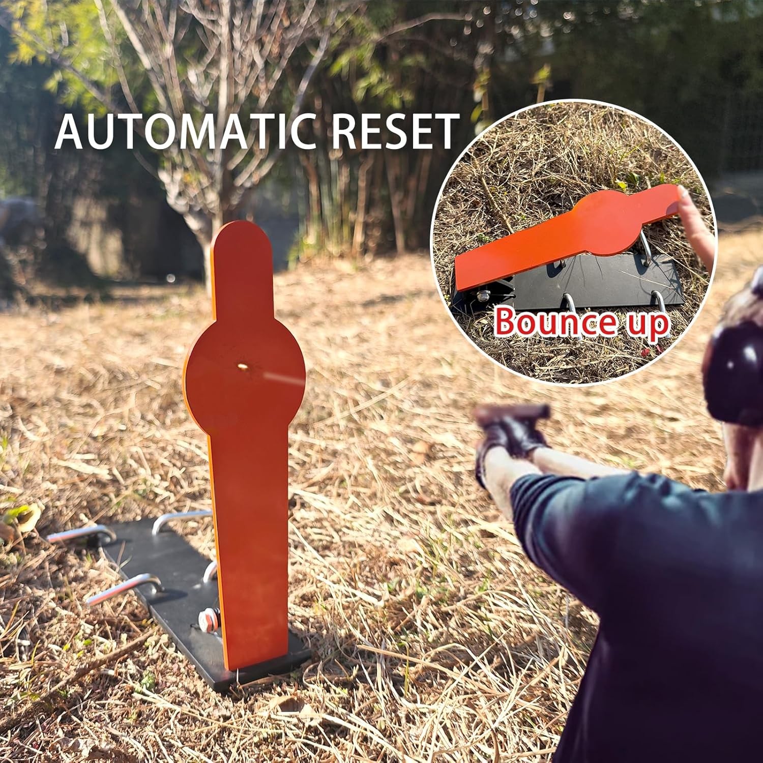 9" AR500 Steel Auto Reset Popper Shooting Target for Precision Practice