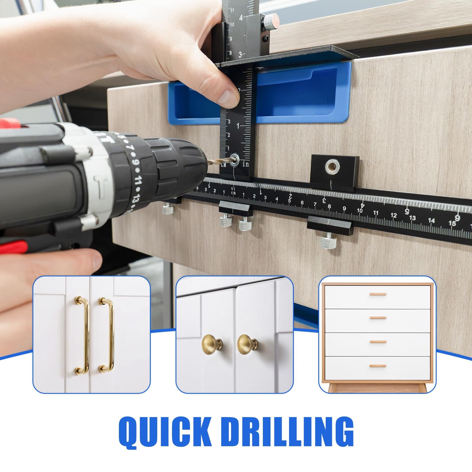 Aluminum Alloy Cabinet Hardware Jig For Handles Pulls Knobs Template Tool