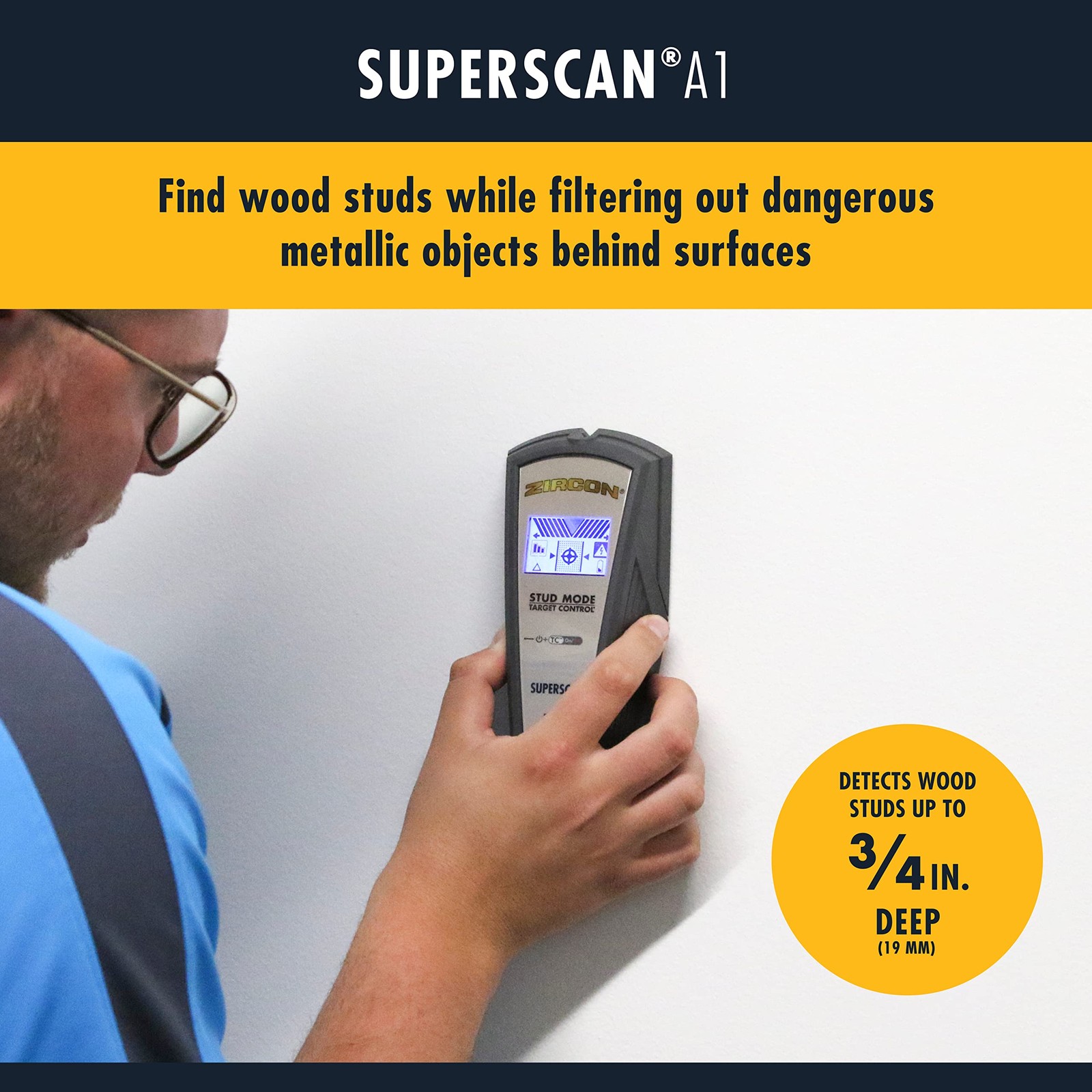 SuperScan A1 Advanced Stud Finder with Target Control and StudScan Mode