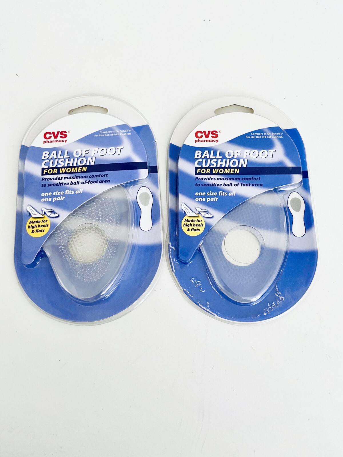 2 CVS Ball Of Foot Cushion For Women Shoes One Size Fits All Ultra Soft Gel New