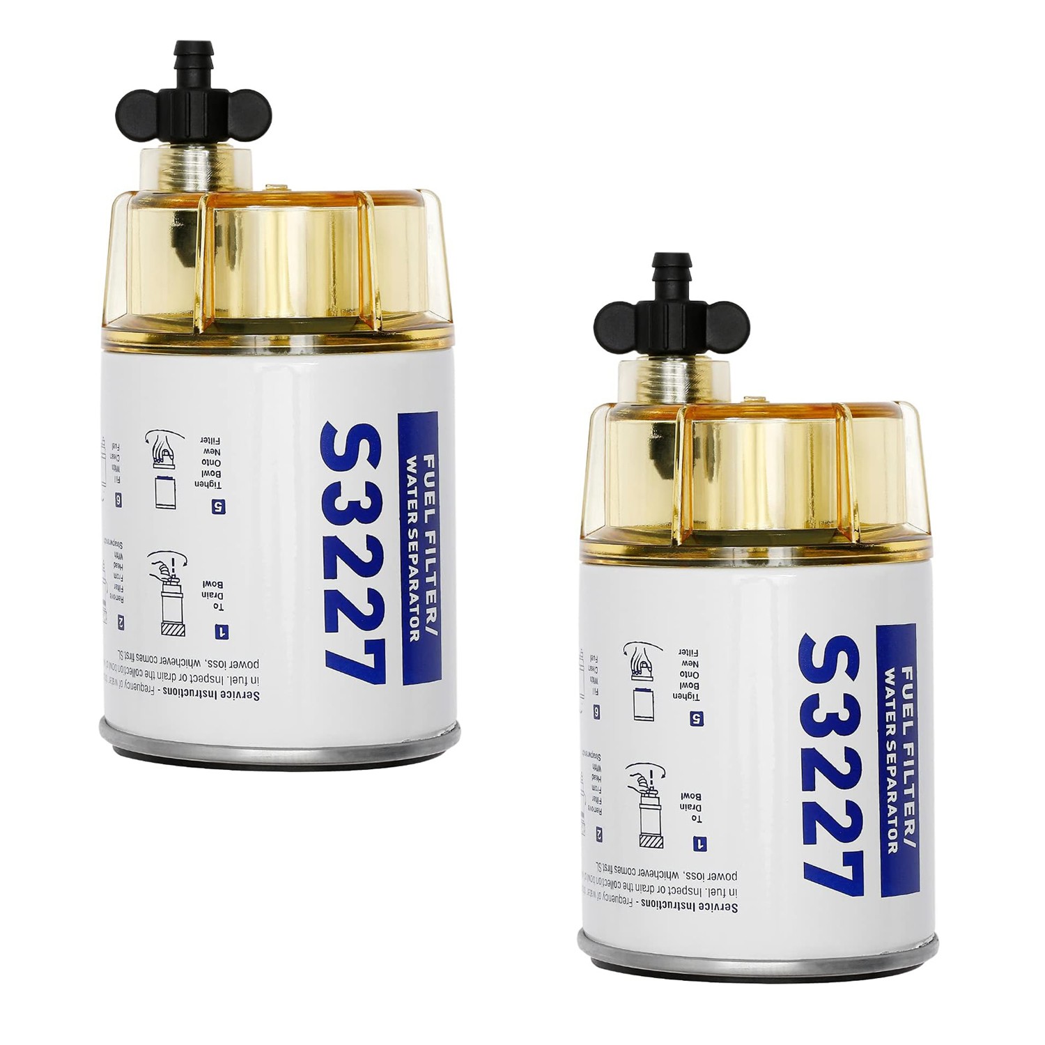 2Pack  Fuel Filter Water Separator w/ Clear Bowl For Marine Outboard Motor S3227