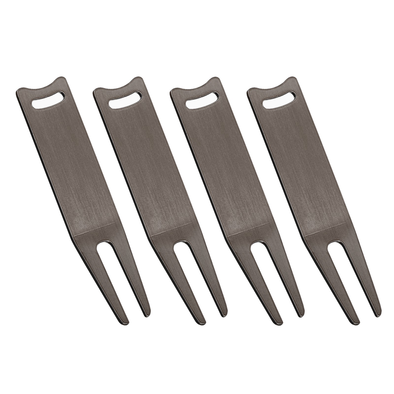 4Pcs Metal Bending Golf Divot Repair Tool Metal Golf Fork Curved Spit Chrome