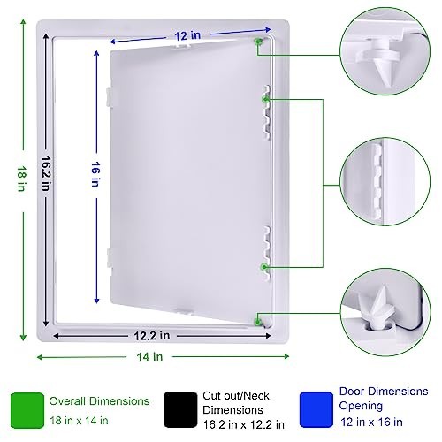 Durable 12x16 Inch Plastic Plumbing Access Panel Door - Removable Wall & Ceiling