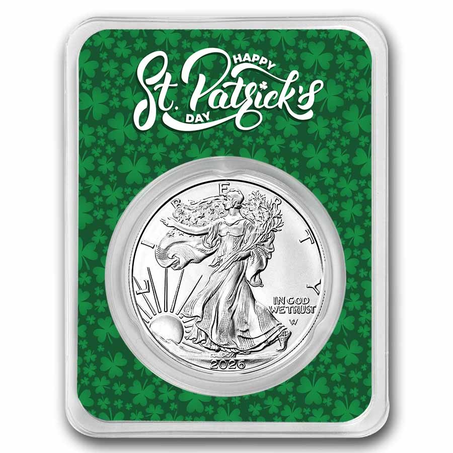 2026 1 oz Silver Eagle - w/Happy St. Patrick's Day Card, In TEP
