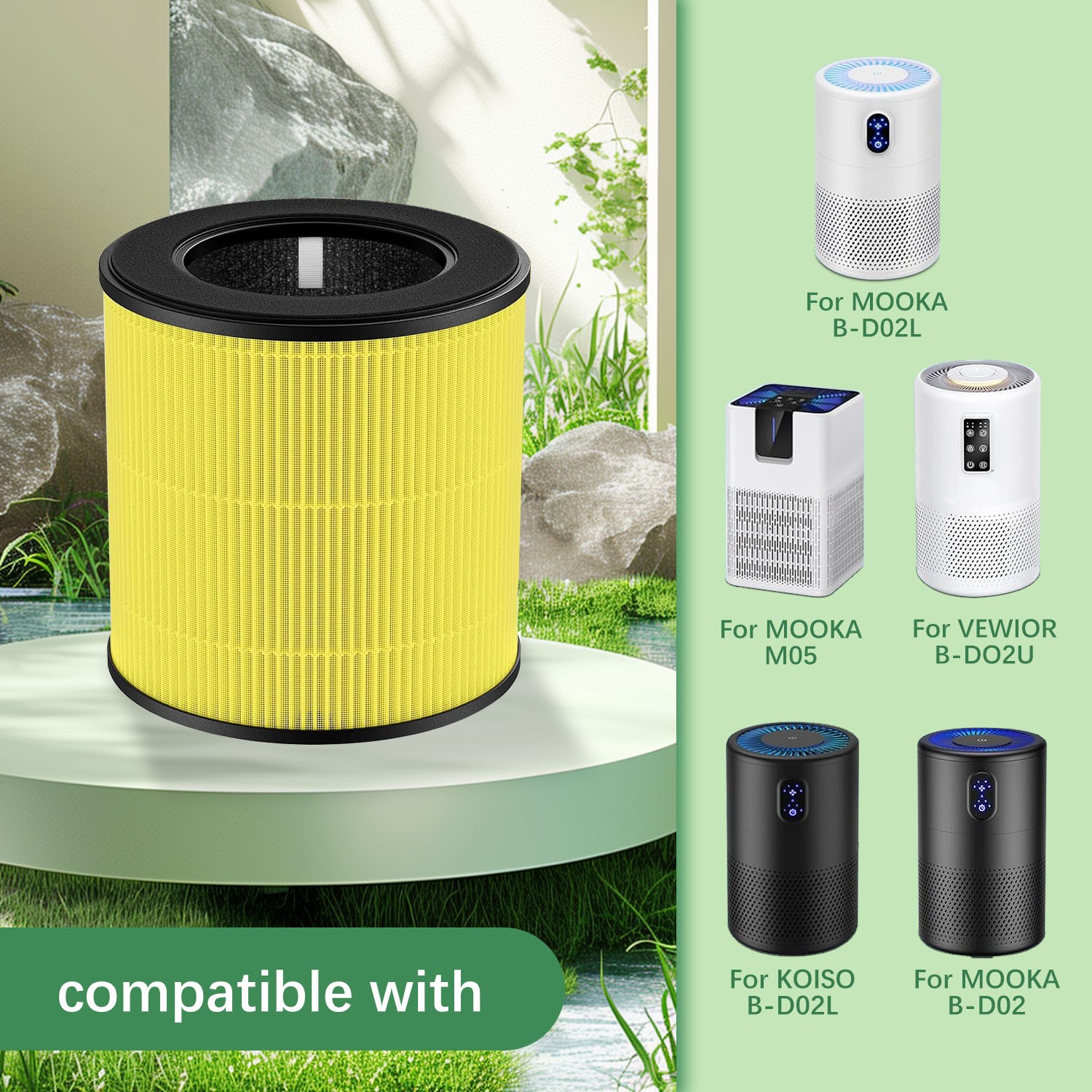 2Pack B-D02L Replacement Filter MOOKA B-D02L & M05 VEWIOR B-D02U KOIOS B-D02L