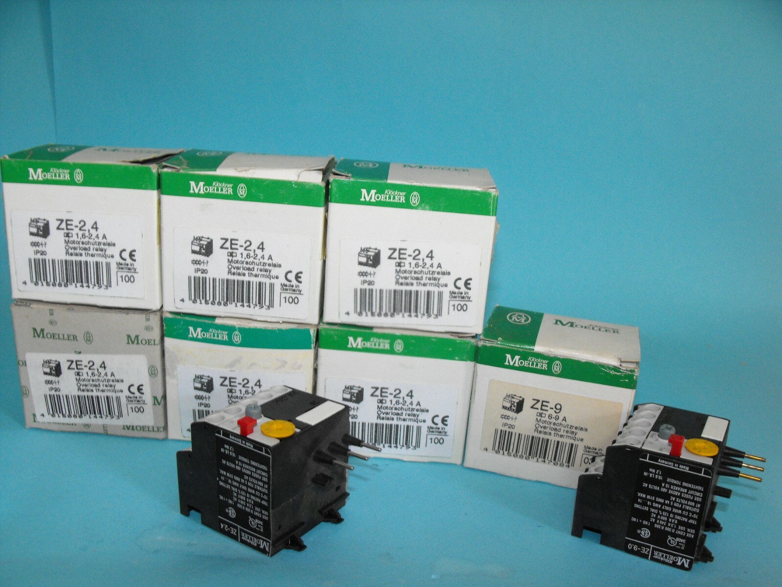 KLOCKNER MOELLER ZE-9+ZE-2,4.OVERLOAD RELAY 1,6A to 2,4A-9A.(LOT7PCS).NEW