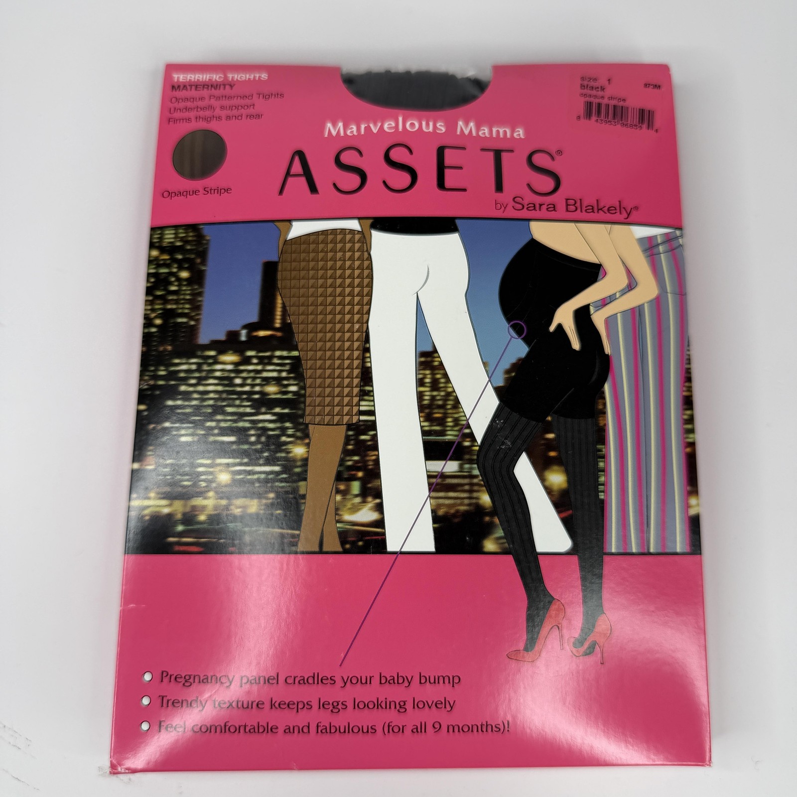 Assets Marvelous Mama Leggings Womens Size S Black Opaque Stripe Maternity