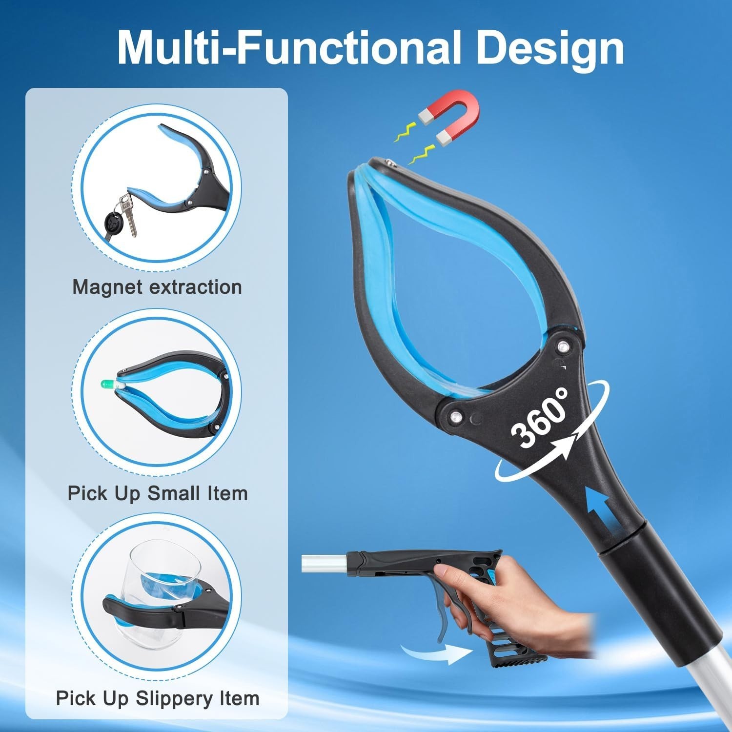 Grabber Reacher Tool - 32” Extra Long Foldable Gripper and Reaching Tool - Heavy