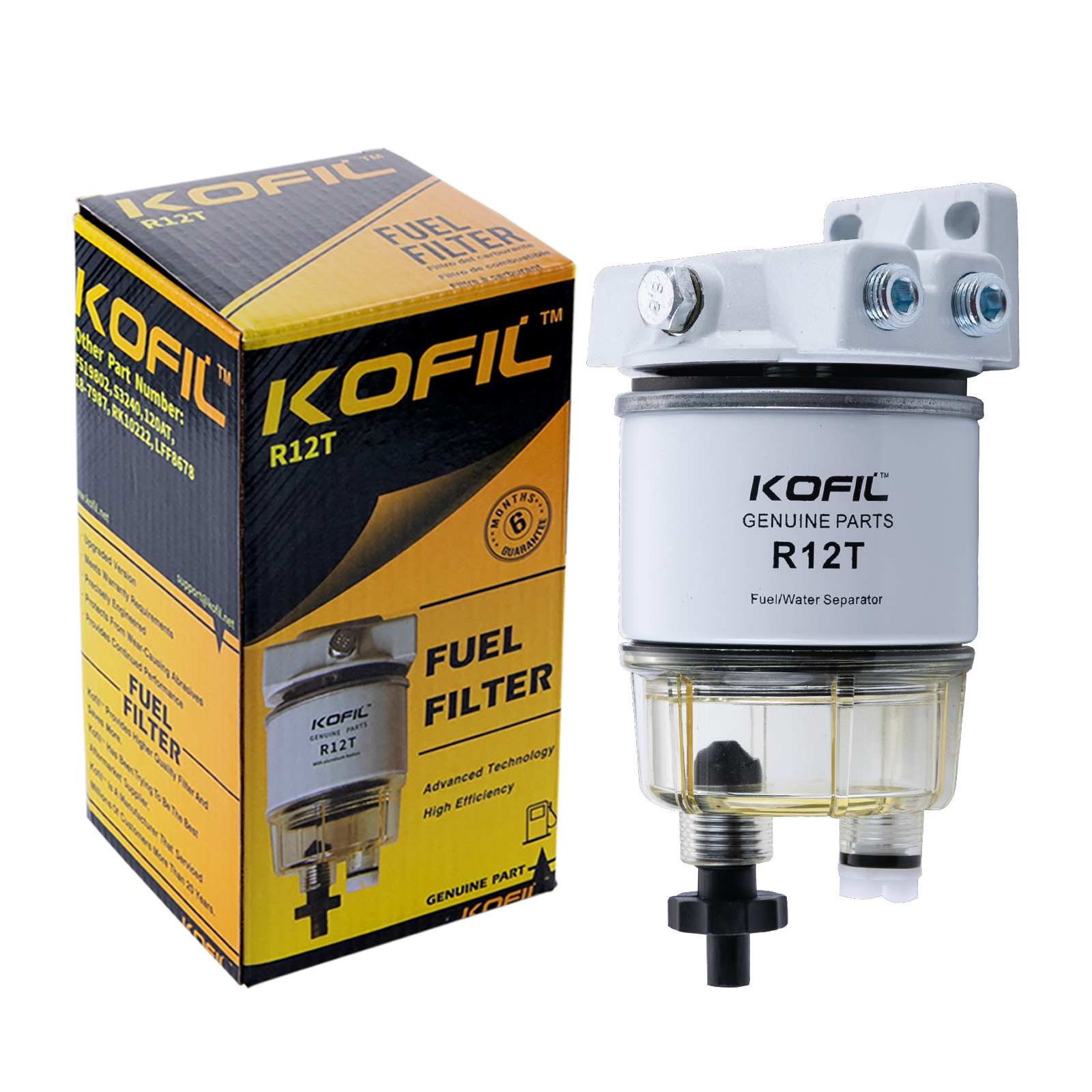 R12T Fuel Filter Water Separator Complete Kit For Gas & Diesel Engines NEW