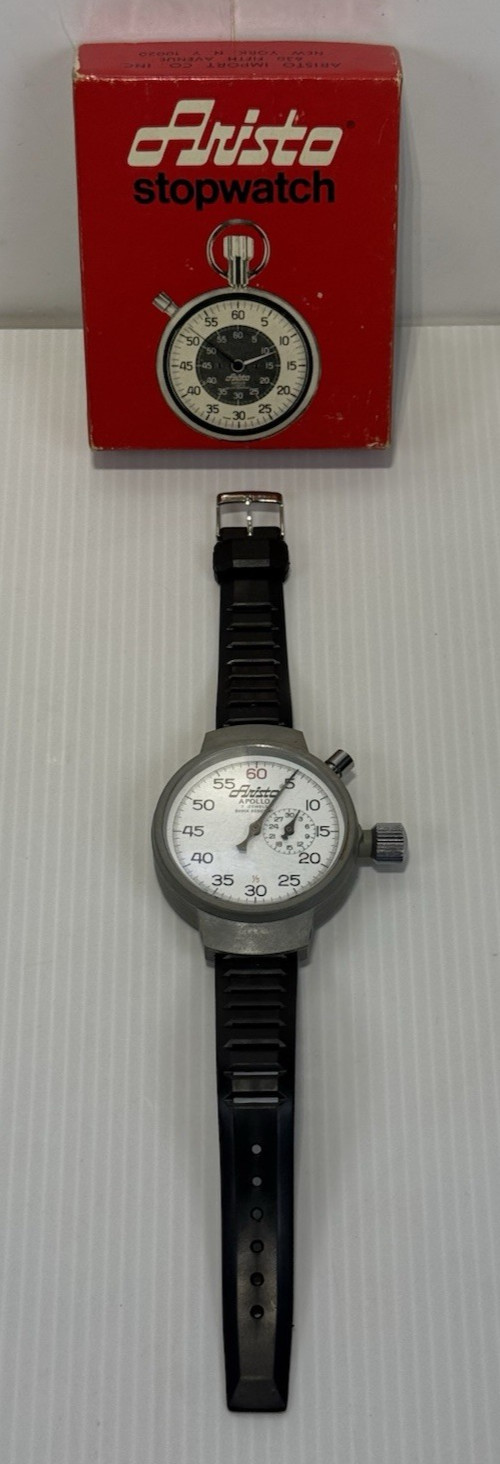Vintage Aristo Apollo 7 Jewel Stopwatch/Timer Swiss Made Wrist Band RARE #134