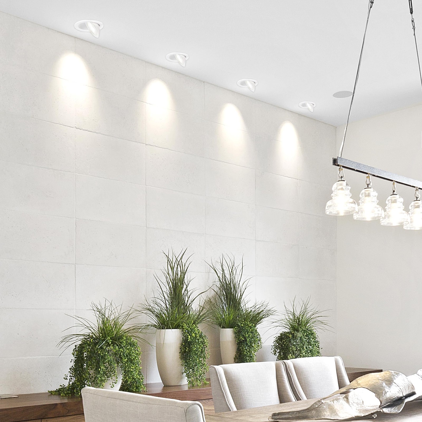 Maxxima 4 in. Rotatable Ultra-Thin Recessed LED Floating Gimbal White