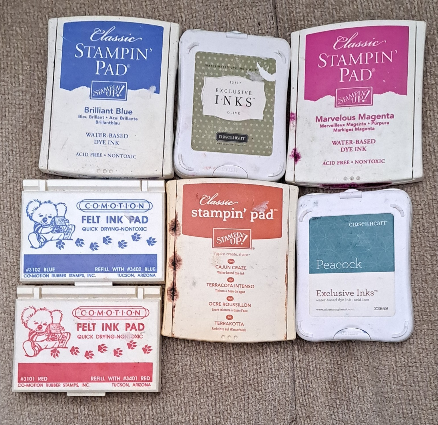 Stampin' Up! Classic Pads Lot of 7 + Close To My Heart, Co-Motion Ink Pads
