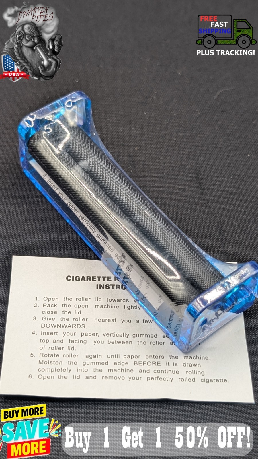 78mm Rolling Machine Roll Your Own Cigarette Paper Hand Roller Blue