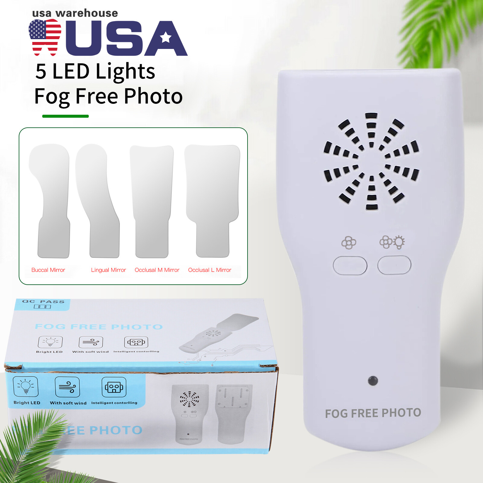 1-10 Dental Occlusal Mirror Fog Free LED Intra Oral Photo Mirror Reflector